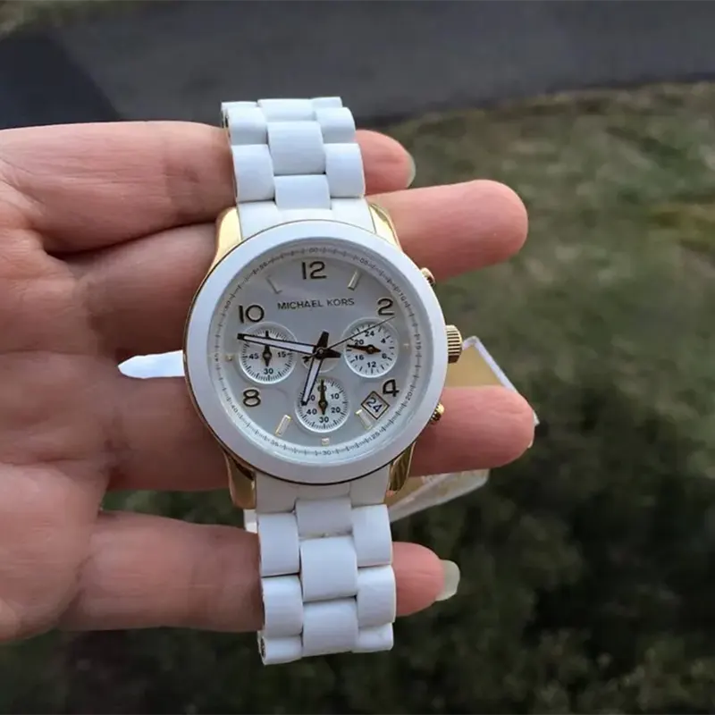 Michael Kors Runway Chronograph White Ladies Watch- MK5145
